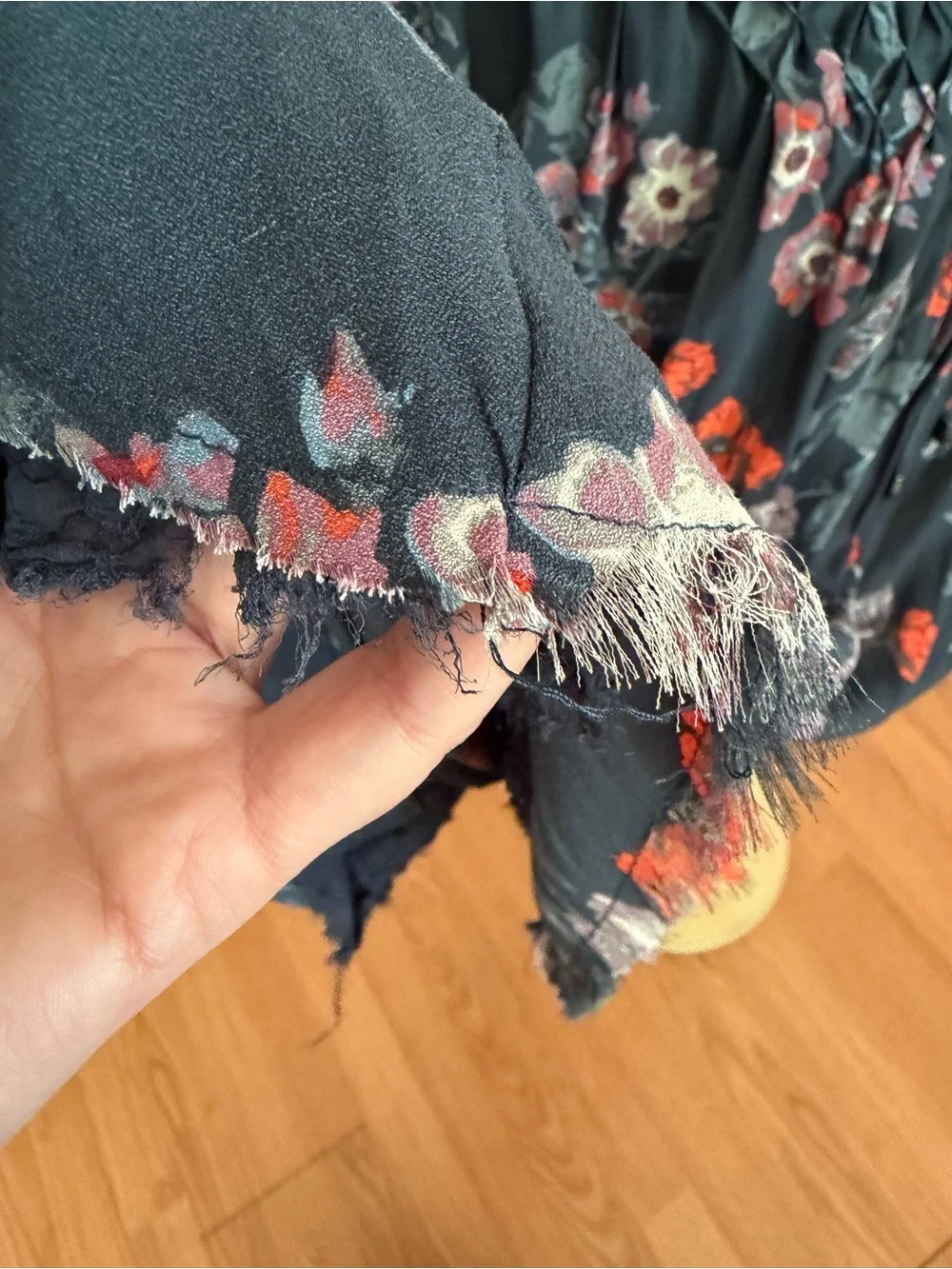 Free People So Fine Floral Smocked Crepe Top - Sz Large